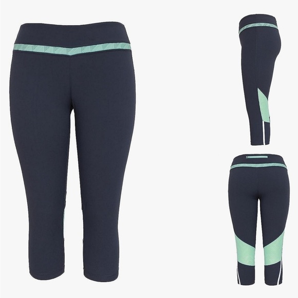 Tangerine Gray and Mint Green Capri Workout Pants Size Medium - Picture 1 of 4